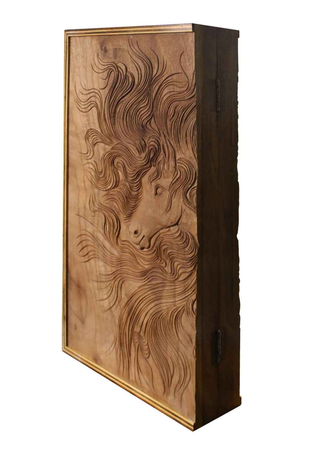 Holzgeschnitztes Backgammonbrett Luxus & Handgefertigt Pferd