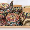 Handgefertigtes persisches Tee- und Kaffeeset aus Keramik - Minakari Emailliert
