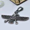 Persischer Silberanhänger Minimalistisches Zoroastrisches Symbol Faravahar