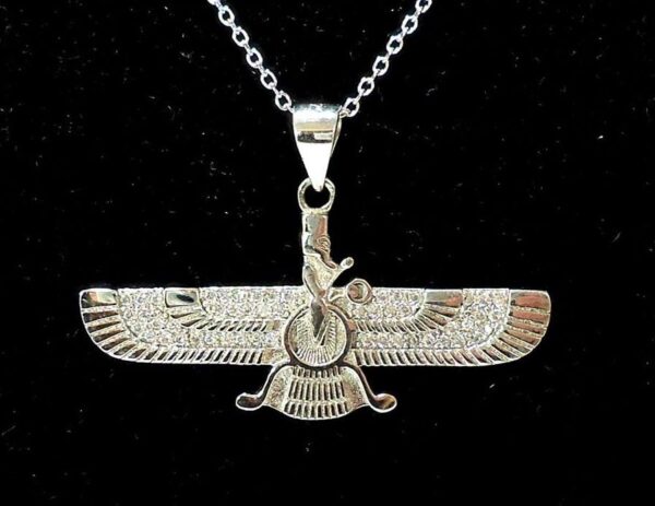 Silberanhänger Minimalistisch Zoroastrische Faravahar-Symbol