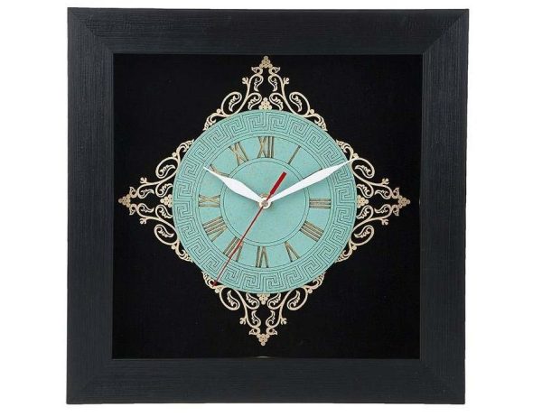 Handgefertigte persische Intarsien-Holzwanduhr mit geometrischem Muster