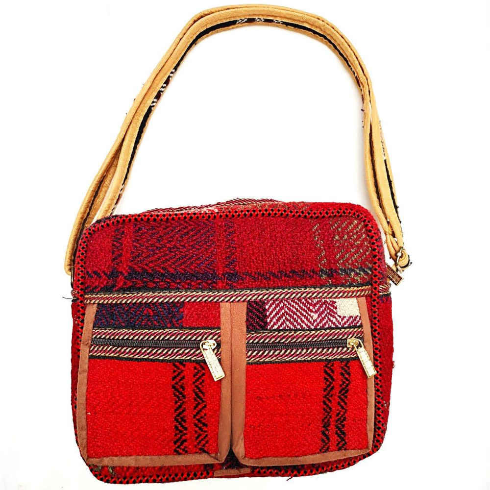 Kilim Umhängetasche - Traditionelles Persisches Jajim Dunkelrot