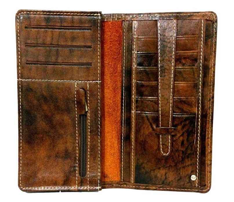 Persischer Leder-Langgeldbeutel für Herren mit Achaemeniden-Soldaten-Design