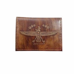 Persischer Leder-Doppelfalt-Geldbeutel für Herren mit Achaemeniden- & Faravahar-Design