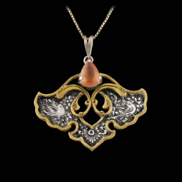 Persischer Gravierter Silberanhänger mit Rubin-Edelstein