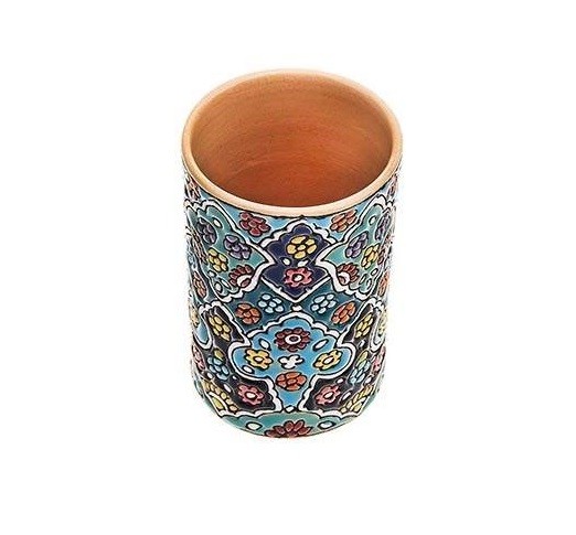 Handgefertigter persischer Keramik-Stifthalter für den Schreibtisch – Minakari Emaille, Hirad