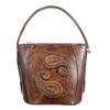 Handgefertigte Boho-Schultertasche aus Wildleder mit Termeh