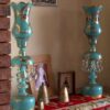 Emaillierte persische Kristall-Lüsterlampe im traditionellen Laleh-Design
