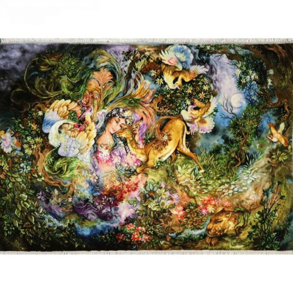 Handgeknüpfter persischer Wandteppich aus Tabriz, der Miniatur Dayereh Hasti darstellt