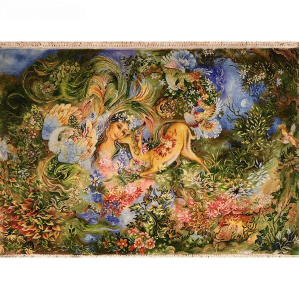 Handgeknüpfter persischer Wandteppich aus Tabriz, der Miniatur Dayereh Hasti darstellt