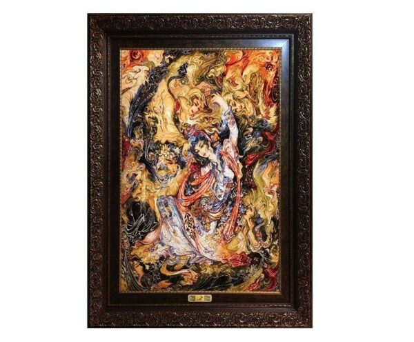 Persischer Wandteppich aus Tabriz, der Miniatur M34 darstellt