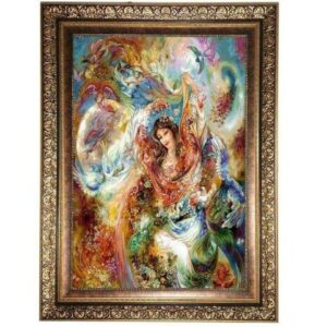 Persischer Wandteppich aus Tabriz, der Miniatur 1438KC darstellt
