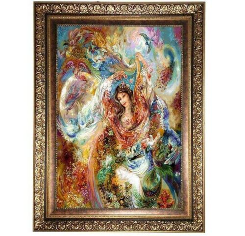 Persischer Wandteppich aus Tabriz, der Miniatur 1438KC darstellt
