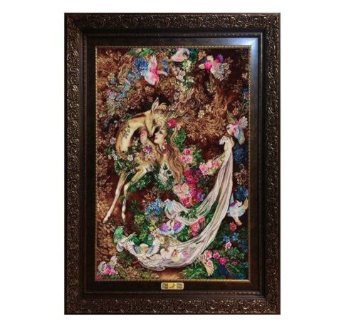 Persischer Wandteppich aus Tabriz, der Miniatur M23 darstellt