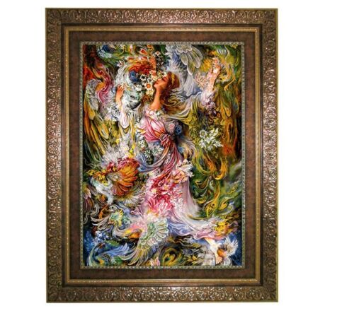 Persischer Wandteppich aus Tabriz, der Miniatur 1437KC darstellt
