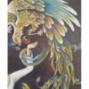 Original persische Miniaturkunstmalerei: Acryl auf Karton - Mädchen und Phönix