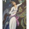 Original persische Miniaturkunstmalerei: Acryl auf Karton - Mädchen und Phönix