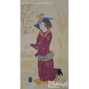 Original persische Safavidische Kunstmalerei: Aquarell auf Karton – Liebhaber