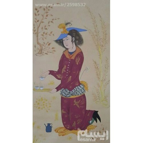 Original persische Safavidische Kunstmalerei: Aquarell auf Karton - Liebhaber