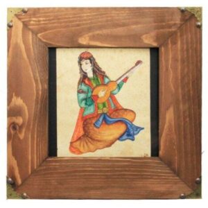Original persische abstrakte Kunstmalerei – Aquarell auf Karton, Musikerin
