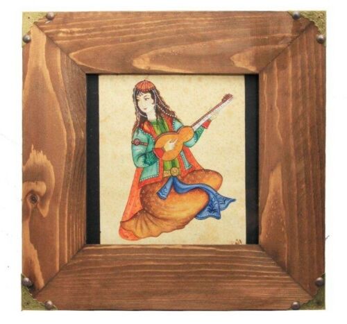 Original persische abstrakte Kunstmalerei - Aquarell auf Karton, Musikerin