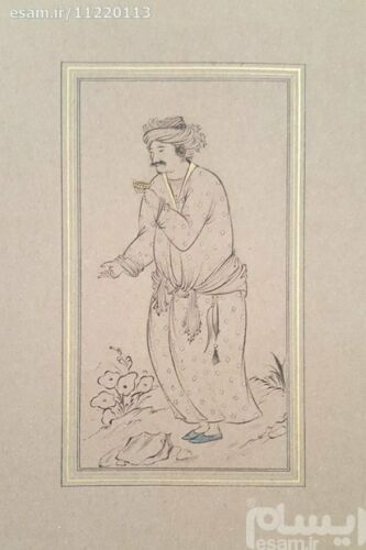 Set von 5 Original persischen Safavidischen Kunstmalereien: Aquarell und Gouache auf Karton