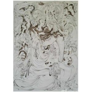Original persische Miniaturkunstmalerei: Gouache und Aquarell – Tochter von Teresa