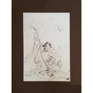 Original persische Miniaturkunstmalerei: Aquarell – Löwe und Hirsch