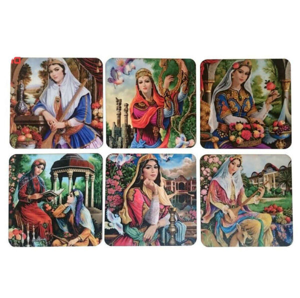 Set aus Untersetzern mit persisch inspiriertem künstlerischen Design Miniatur