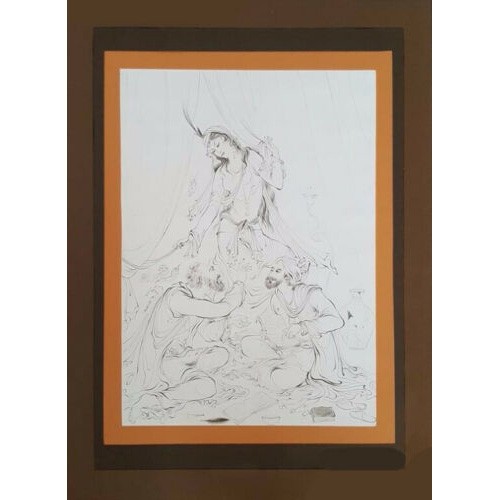 Original persische Miniaturkunstmalerei: Aquarell - Rumi und Shams