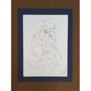 Original persische Miniaturkunstmalerei: Aquarell – Tanz im Wind