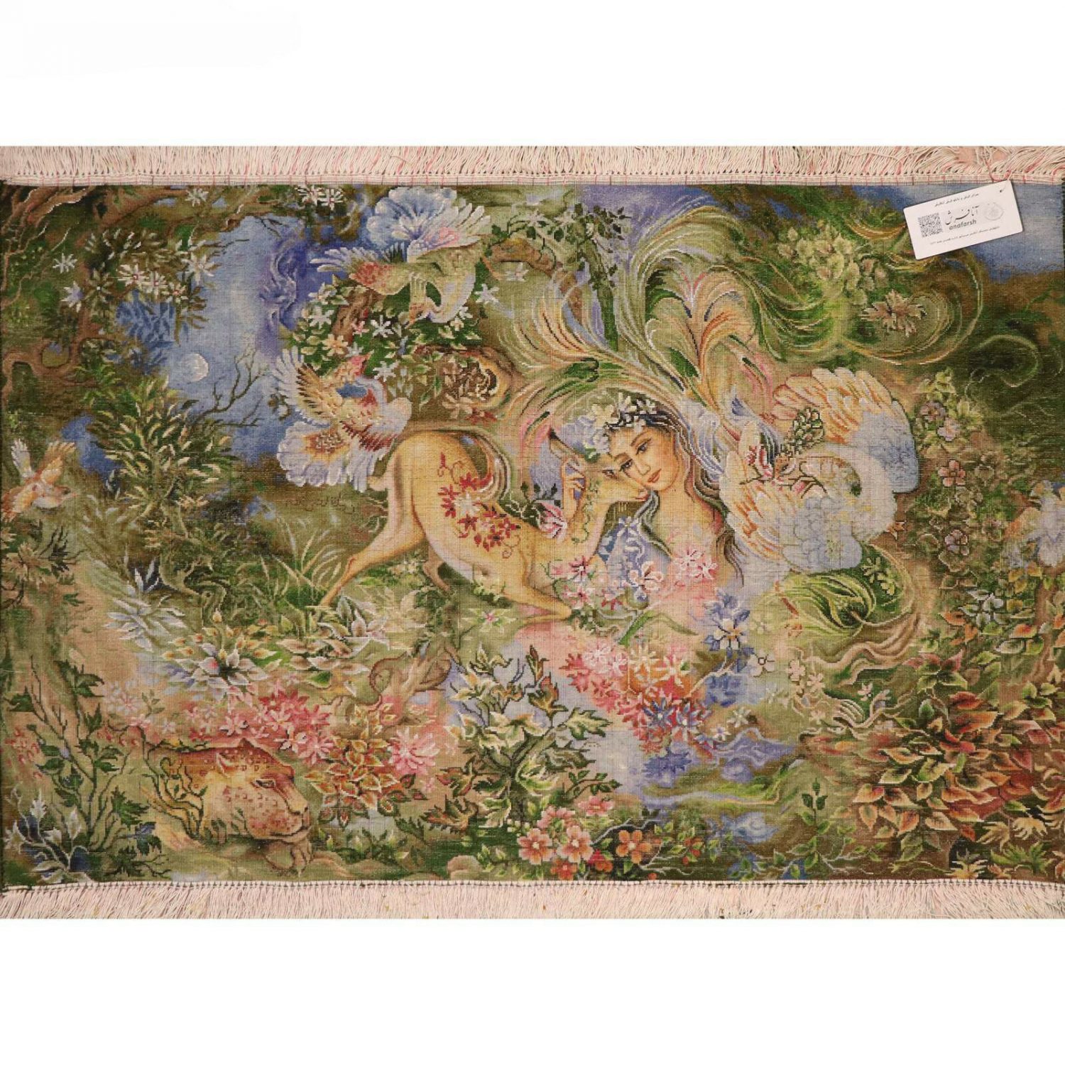 Handgeknüpfter persischer Wandteppich aus Tabriz, der Miniatur Dayereh Hasti darstellt