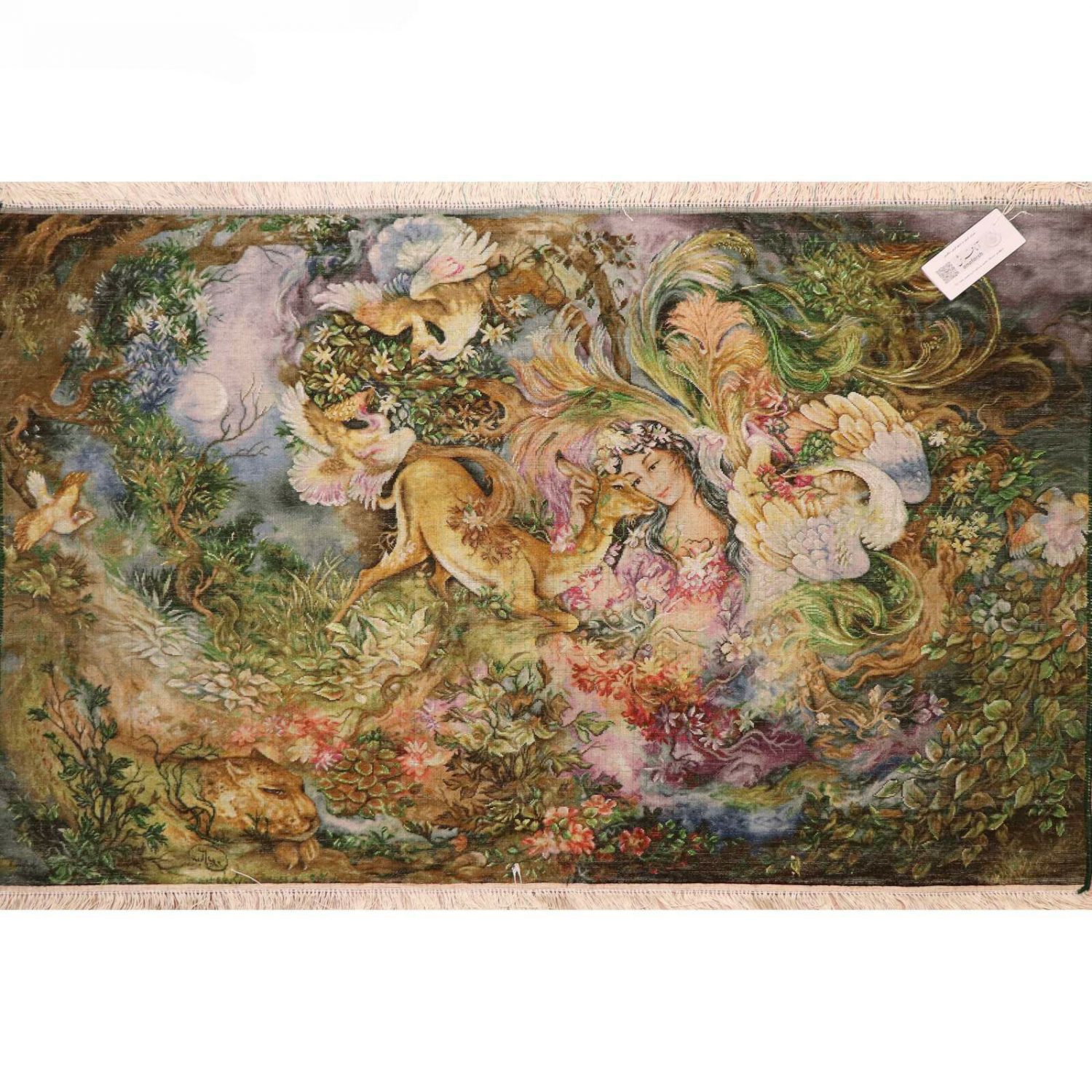 Handgeknüpfter persischer Wandteppich aus Tabriz, der Miniatur Dayereh Hasti darstellt