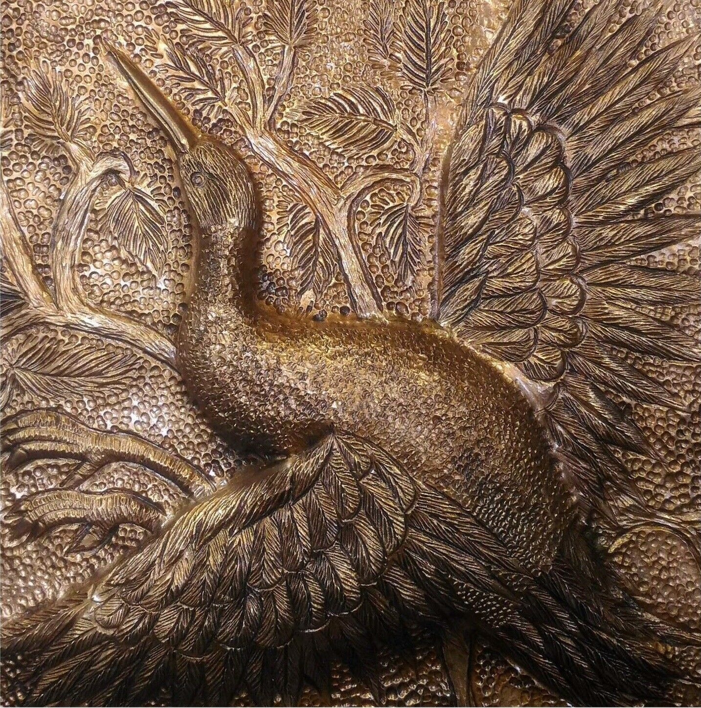 Gerahmte gravierte Messingkunst Künstlerischer Vogel