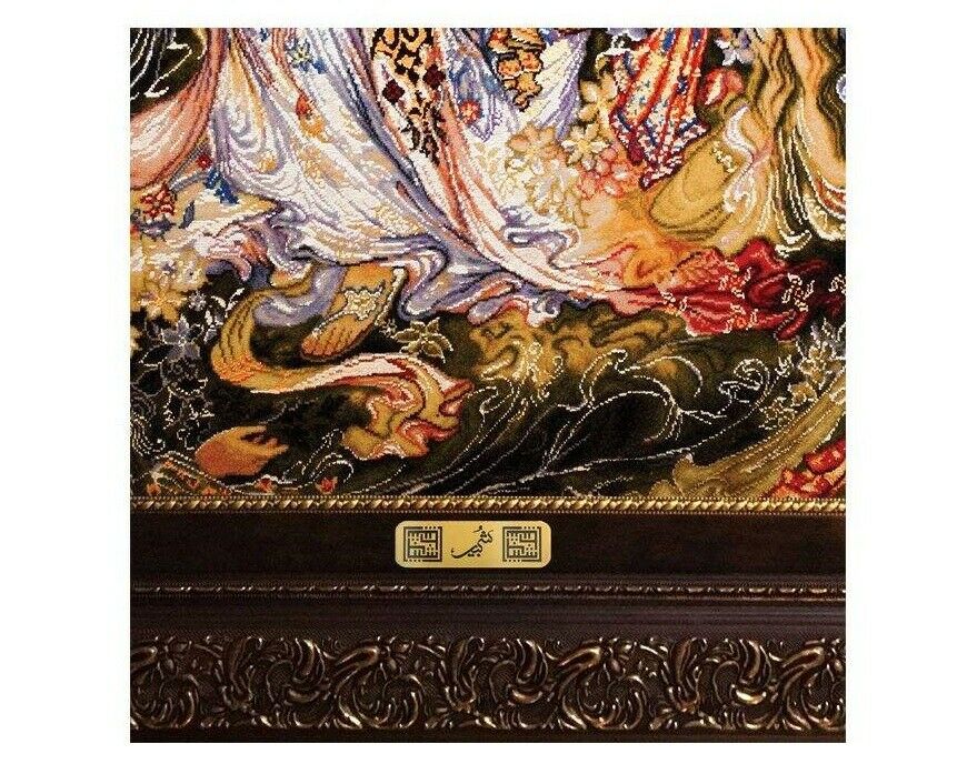 Persischer Wandteppich aus Tabriz, der Miniatur M34 darstellt