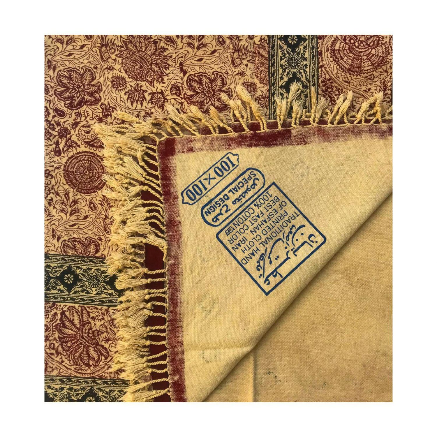 Iranische Tischdecke: Isfahans traditionelle Kalamkari Blockdruck Ronas