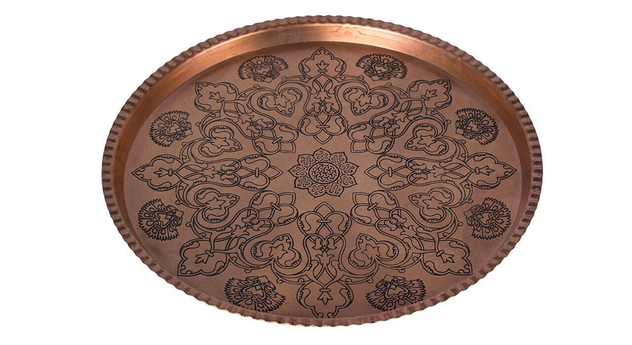 Persisches Kupfer-Serviertablett, traditionell gehämmert, Modell 619