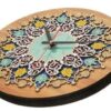 Handgefertigte persische Intarsien-Holzwanduhr mit Blumenmuster