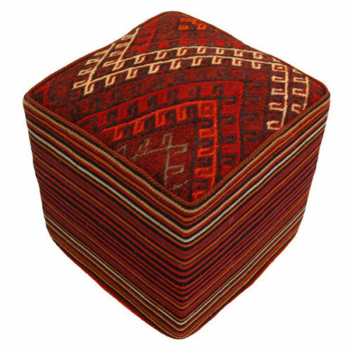 Authentischer Ottomanischer Kilim-Pouf mit Ursprung Iran, handgefertigt