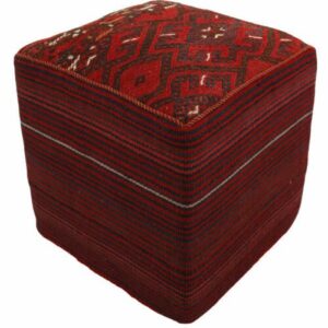 Authentischer Ottomanischer Kilim-Pouf mit Ursprung Iran, handgefertigt H100