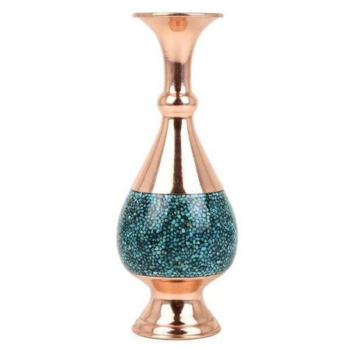 Handgefertigte dekorative persische Kupfervase mit Türkiseinlage Blau