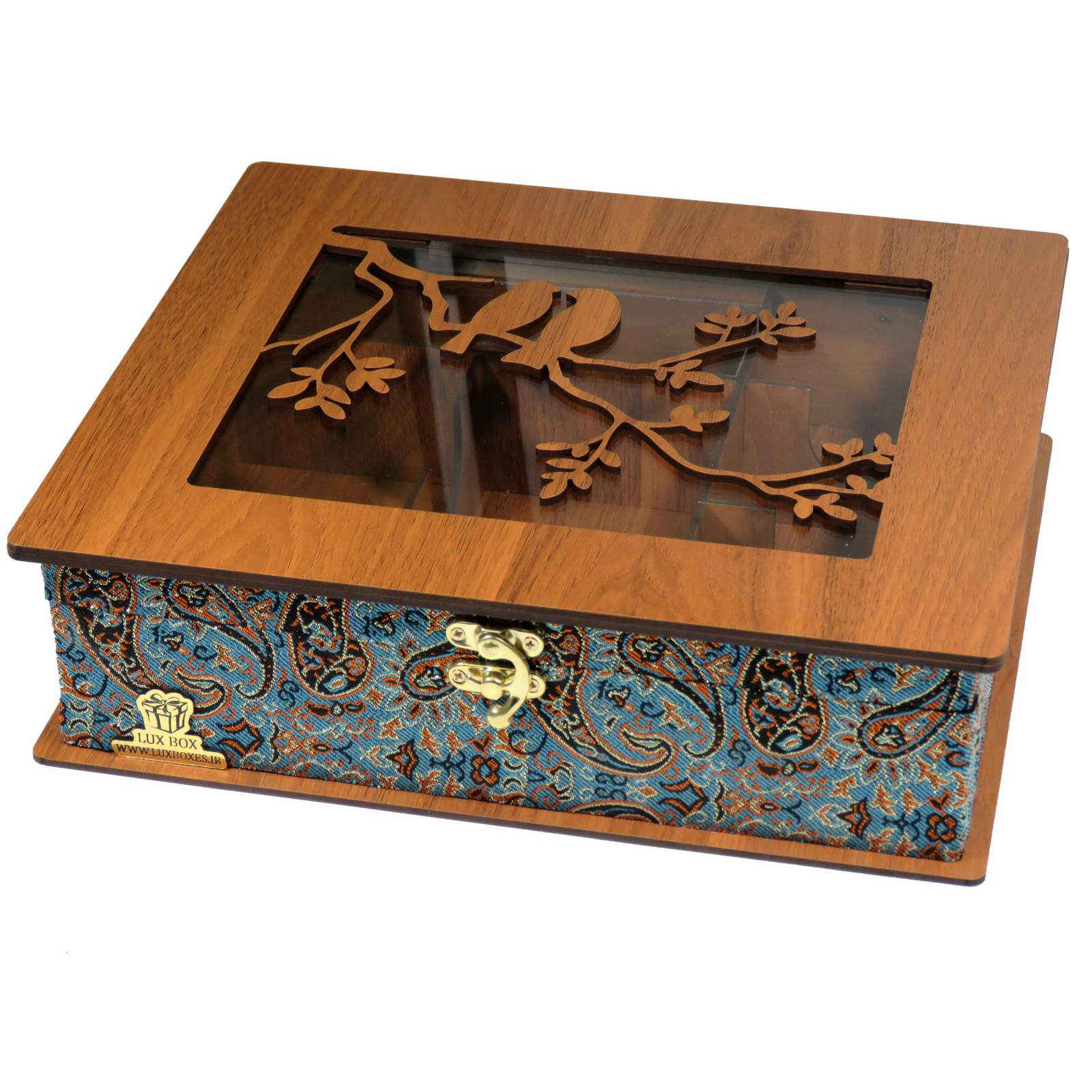 Holz-Teebeutel-Organizer-Box mit Fach Termeh LB63
