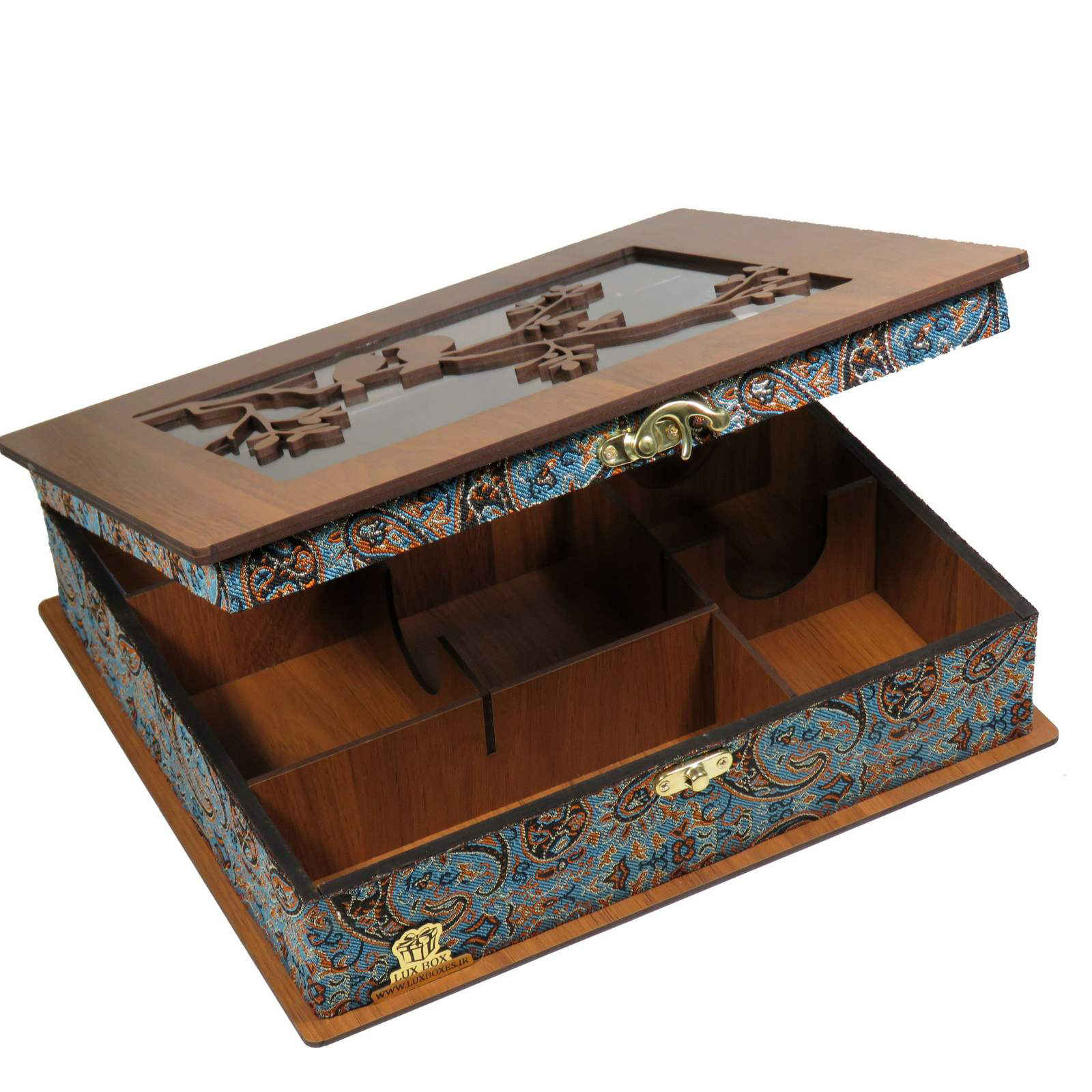 Holz-Teebeutelkästchen mit Fach Termeh LB63