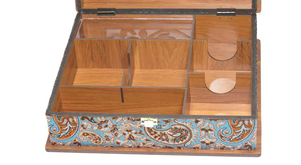 Holz-Teebeutelkästchen mit Fach Termeh LB54