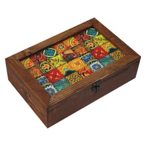 Persische Holz-Teebeutel-Organizer-Box mit Fach E15