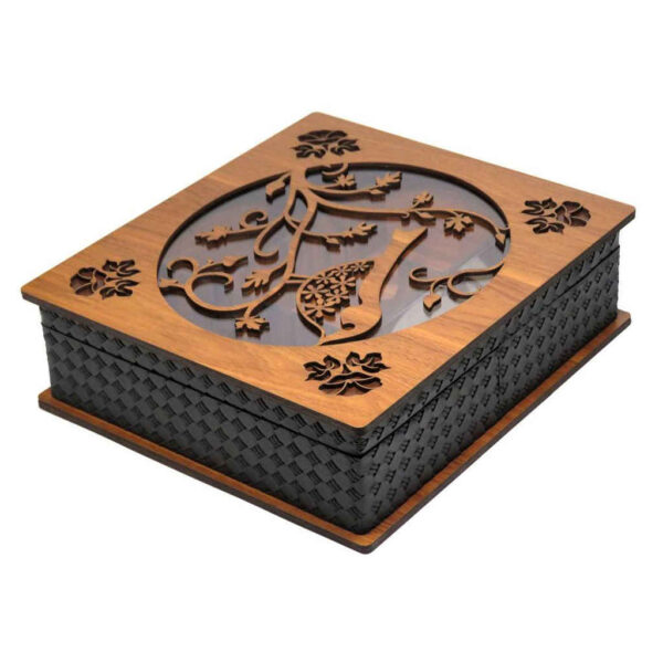 Holz-Teebeutelkästchen mit Fach Termeh Gestaltung