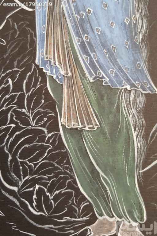 Original persische Miniaturkunstmalerei: Gouache und Aquarell – Mädchen und alter Mann