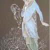 Original persische Miniaturkunstmalerei: Gouache und Aquarell - Mädchen und alter Mann