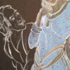 Original persische Miniaturkunstmalerei: Gouache und Aquarell - Mädchen und alter Mann