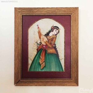 Original persische Safavidische Kunstmalerei: Acryl auf Leder – Khatoon